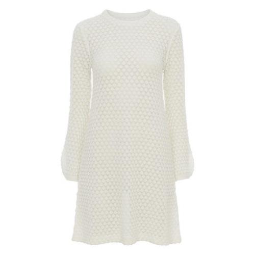 Chloé Vit Bell Sleeve Crewneck Klänning White, Dam