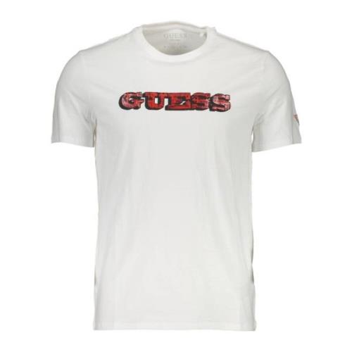 Guess Vit Bomull T-Shirt med Tryck White, Dam