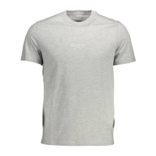 Guess Grå Bomull T-Shirt med Logotryck Gray, Herr