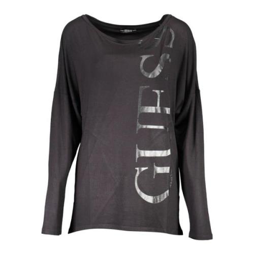 Guess Svart långärmad t-shirt med tryck Black, Herr