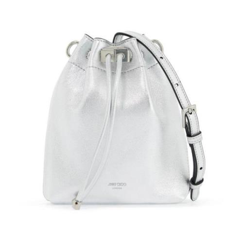 Jimmy Choo Laminerad Läder Bucket Axelväska Gray, Dam