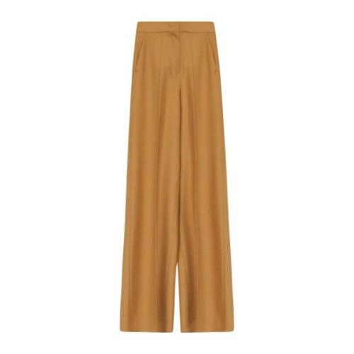 Max Mara Beige Ull Wide Leg Byxor Beige, Dam