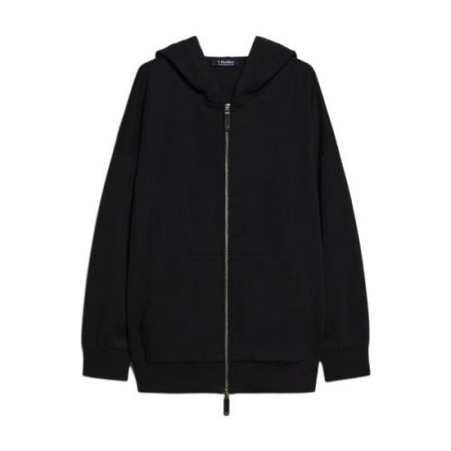 Max Mara Svart Bomull Hoodie Tröja Black, Dam