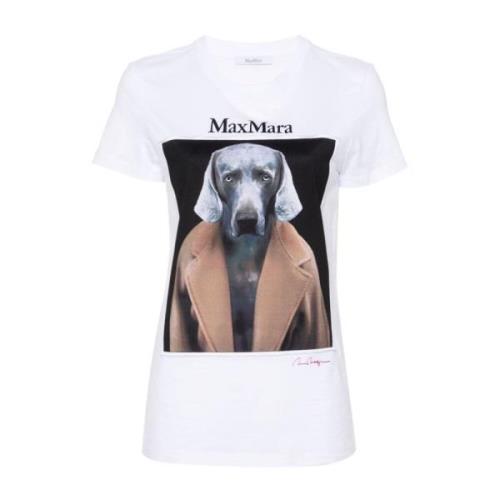 Max Mara Hundtryck T-shirts och Polos White, Dam