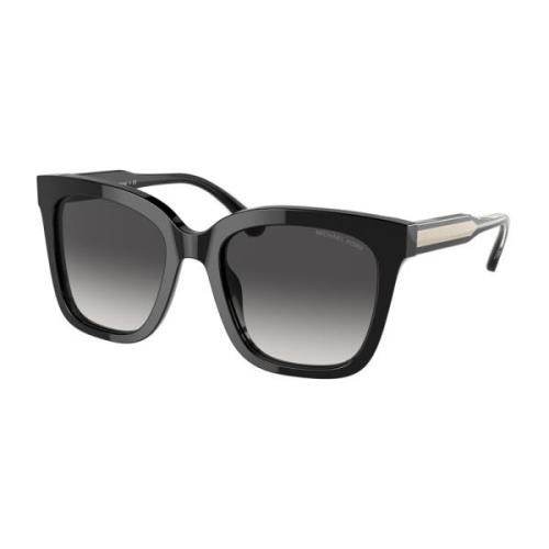 Michael Kors Svarta Acetat Solglasögon med Gråa Linser Black, Unisex