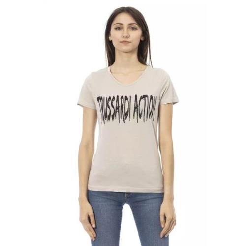 Trussardi Elegant V-ringad T-shirt med Frontprint Gray, Dam
