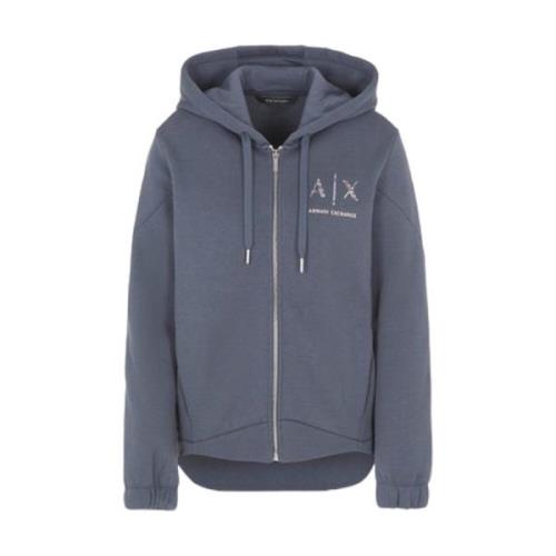 Armani Exchange Zip Hoodie Sweater Grå Gray, Dam