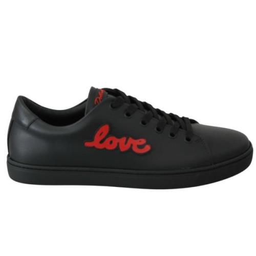 Dolce & Gabbana Kärlek Paljett Hjärta Sneakers Black, Dam