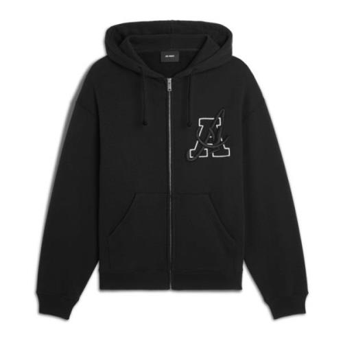 Axel Arigato Svart Dragkedja Hoodie Ekologisk Bomull Black, Herr