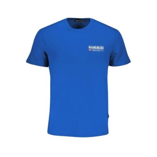 Napapijri Tryckt Logotyp Ekologisk Bomull T-shirt Blue, Herr