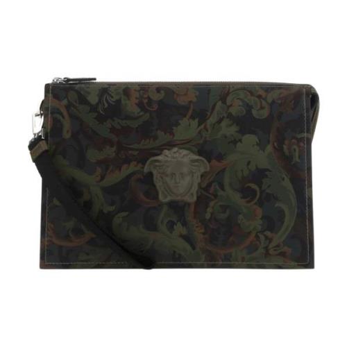 Versace Tryckt läderclutch Black, Herr