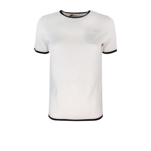 Max Mara Studio Vit Crew Neck Ull T-shirt White, Dam