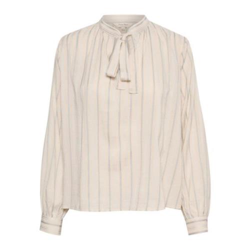 Part Two Faded Denim Shine Stripe Blus Beige, Dam