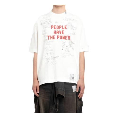 Mihara Yasuhiro Grafiskt Tryck Distressed Tee White, Herr