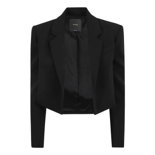 Pinko Svart ytterkläder Stretch-Design Revers Black, Dam