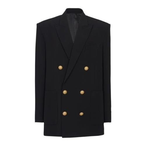 Balmain Crepejacka med dubbelknäppning Black, Herr