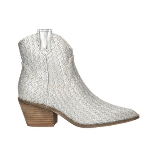 La Strada Silver Raffia Western Boots Gray, Dam