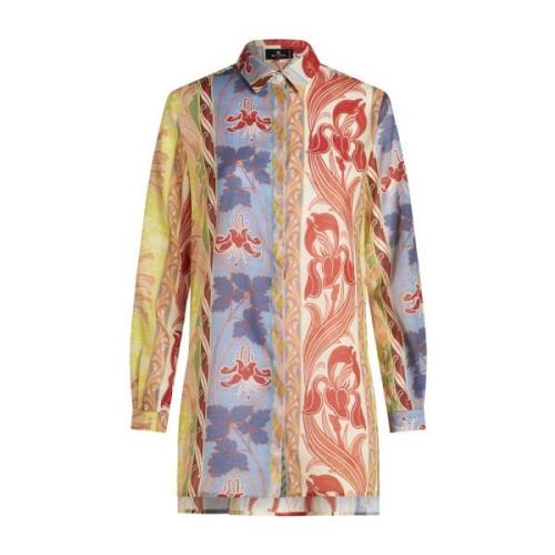 Etro Vit Sommar Tryck Lång Skjorta Multicolor, Dam