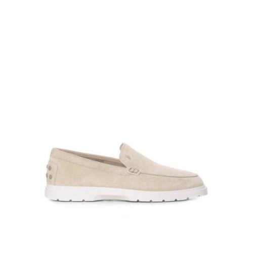 Tod's Beige Mocka Loafer med Gummisula Beige, Herr