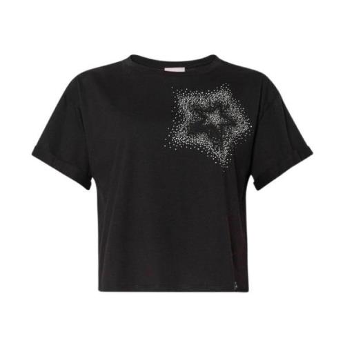 Liu Jo Stjärna Rhinestone T-shirt Black, Dam