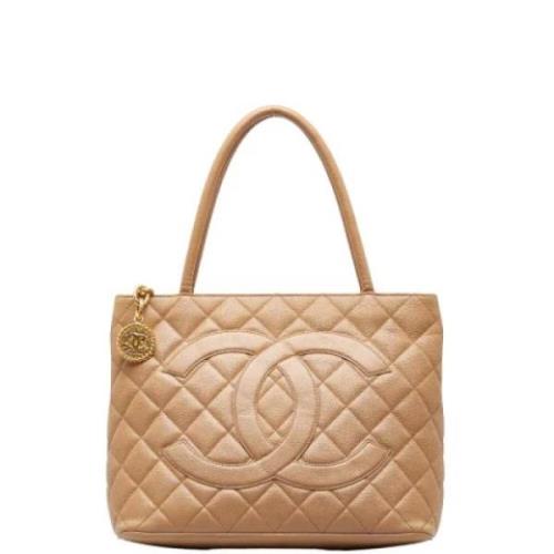 Chanel Vintage Pre-owned Tyg chanel-vskor Beige, Dam