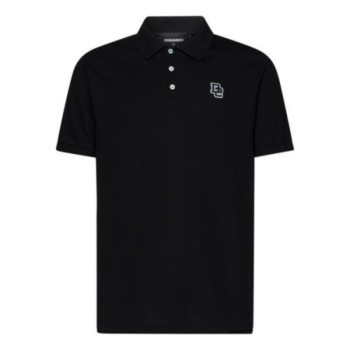 Dsquared2 Svart Slim-Fit Polotröja med Logga Black, Herr