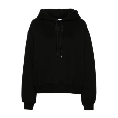 Alexander Wang Svart Logo Print Huvtröja Black, Dam