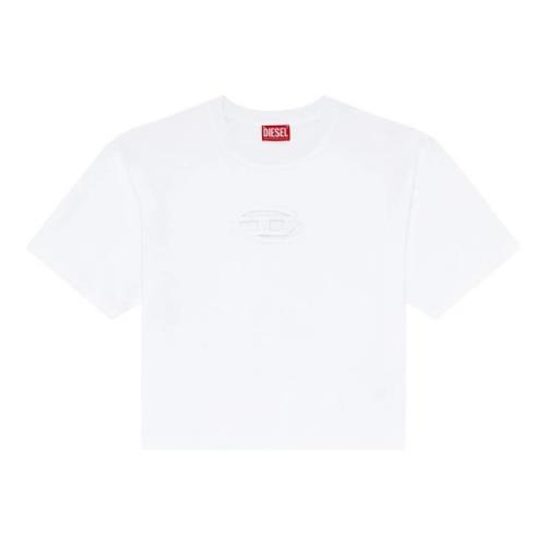Diesel Vit Bomull T-shirt med Oval D Logo White, Dam