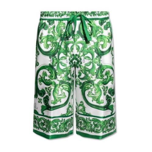 Dolce & Gabbana Shorts med 'Majolica' Print Green, Herr