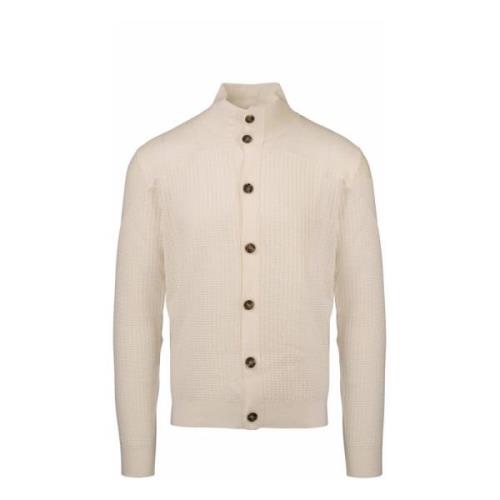 Paolo Pecora Hög Hals Cardigan i Vit Beige, Herr