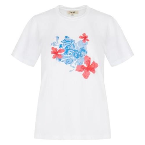 Jaaf Hibiscus Print Bomull T-shirt White, Dam