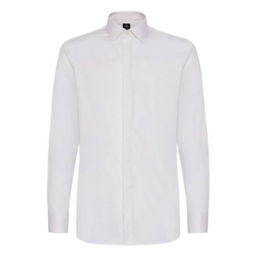 Boggi Milano Bomullsatin Slim Fit Skjorta White, Herr