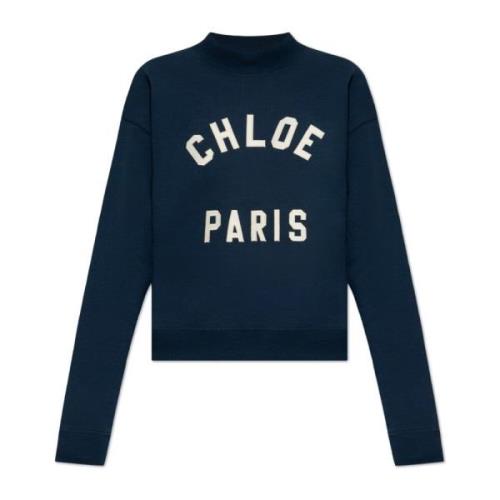 Chloé Sweatshirt med logotyp Blue, Dam