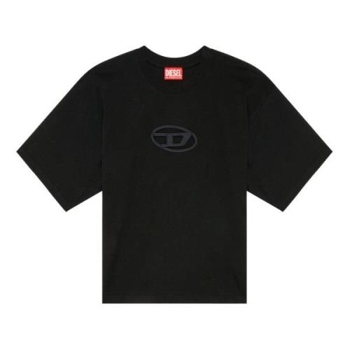 Diesel Svart Bomull T-shirt med Oval D Logo Black, Dam