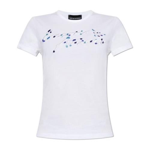 Emporio Armani T-shirt med logotyp White, Dam