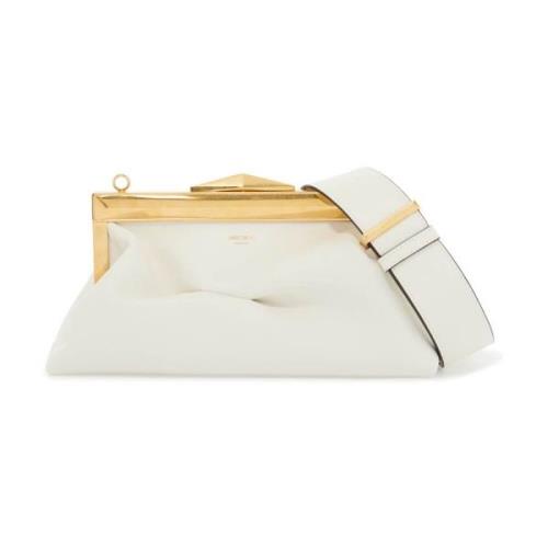 Jimmy Choo Diamantram Läder Clutch White, Dam