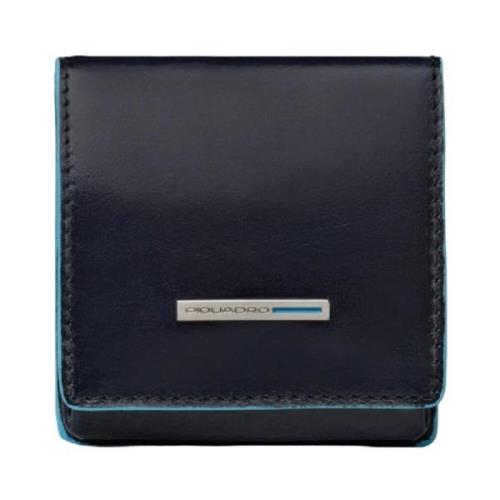 Piquadro Blå Fyrkantig Plånbok med Knappstängning Blue, Herr