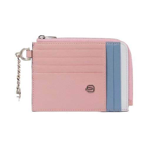 Piquadro Rosa Plånbok med RFID-skydd och Nyckelring Pink, Dam