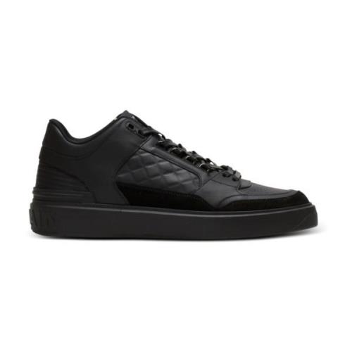 Balmain B-Court mid-top läder sneakers Black, Herr