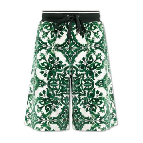 Dolce & Gabbana Shorts med 'Majolica'-tryck Green, Herr