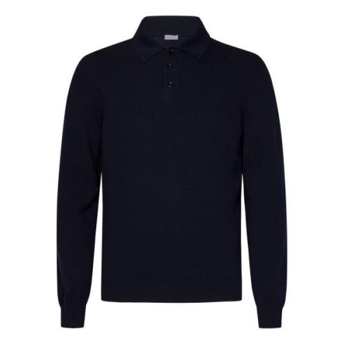 Malo Blå Cashmere Stickad Polotröja Blue, Herr