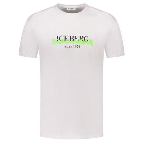 Iceberg Neon White Cotton Stretch T-Shirt White, Herr