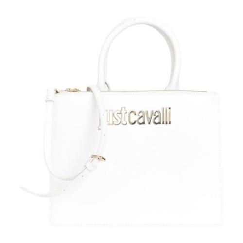 Just Cavalli Vit Damväska med Gyllene Logoplatta White, Dam