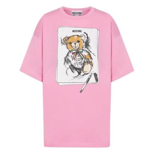 Moschino Teddy Bear Crew Neck T-shirts Pink Pink, Dam