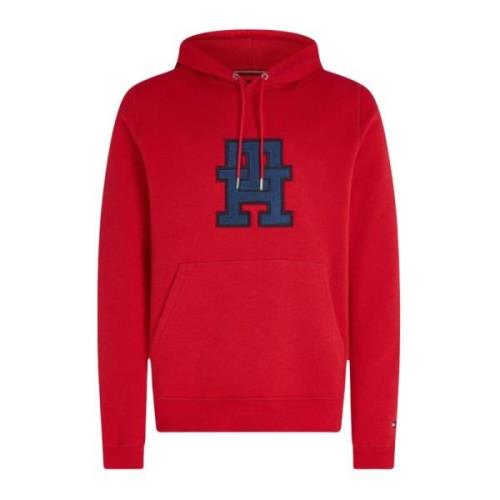 Tommy Hilfiger Monogram Applique Hoodie Red, Herr