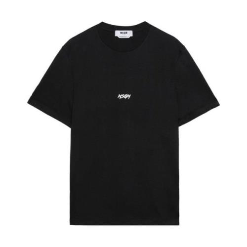 Msgm Logo Print Crew Neck T-shirt Black, Herr