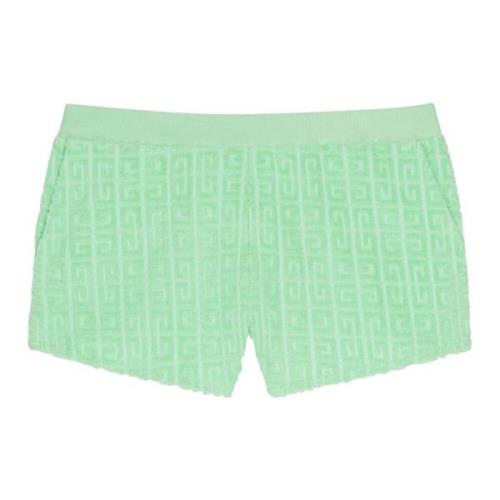 Givenchy Gröna Ribbade Shorts med 4G Mönster Green, Dam