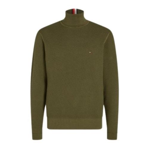 Tommy Hilfiger 2 Tone Roll Neck Sweater Green, Herr