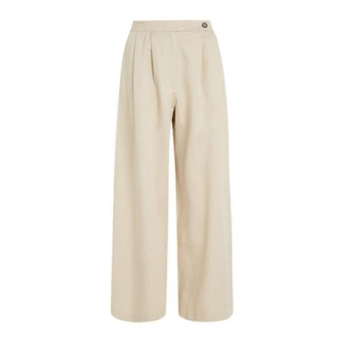 Tommy Hilfiger Wide Leg Blend Byxor Beige, Dam