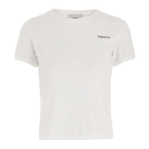 Coperni Bomull T-shirt Crew Neck Logo Detalj White, Dam